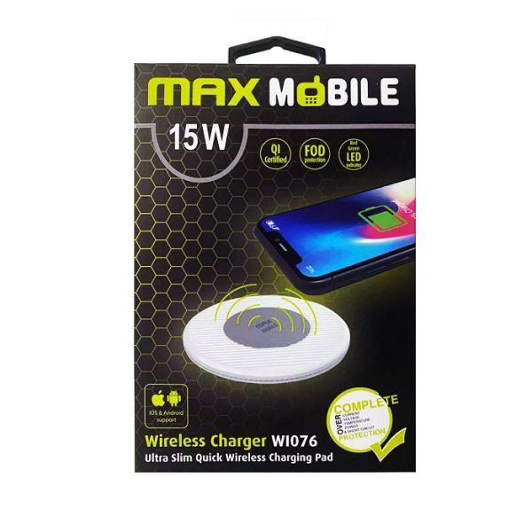 MAXMOBILE BEŽIČNI PUNJAČ WI-076 QC QUICK CHARGE 15W bijeli - Slika 2