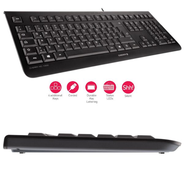 Cherry KC 1000 tipkovnica, USB, crna - Slika 2