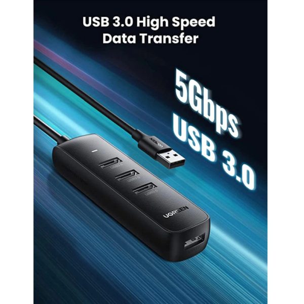UGREEN 4-portni USB-A HUB 4xUSB-A 3.0, 1.0m, crni - Slika 3