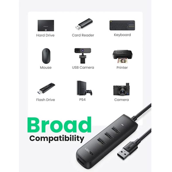 UGREEN 4-portni USB-A HUB 4xUSB-A 3.0, 1.0m, crni - Slika 5