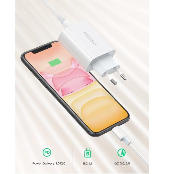 UGREEN zidni punjač 30W, USB-C, PD3.0/QC4.0+, bijeli - Slika 3