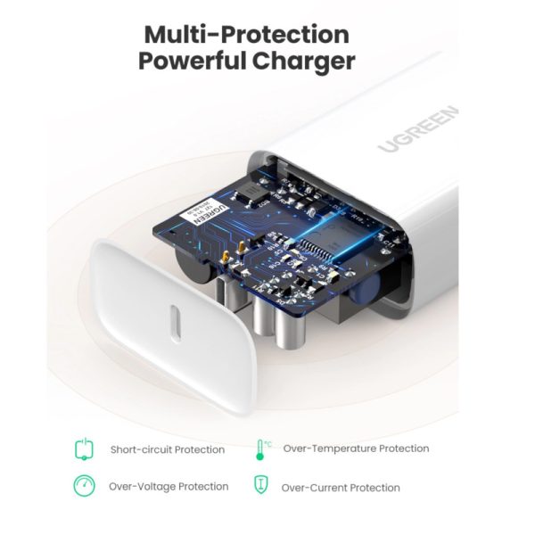 UGREEN zidni punjač 30W, USB-C, PD3.0/QC4.0+, bijeli - Slika 6