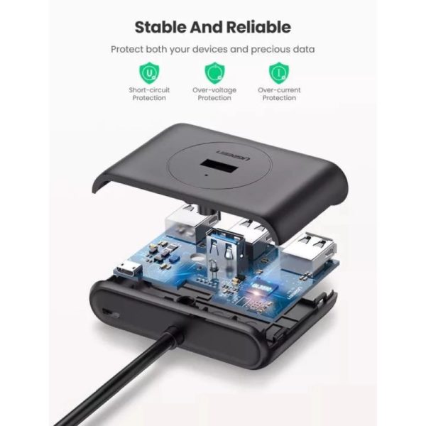 UGREEN 4-portni USB-A HUB 4xUSB-A 3.0, 1m, crni - Slika 3