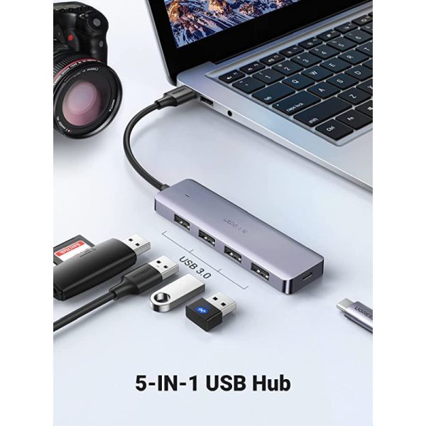 UGREEN 4-portni USB-A hub, 4xUSB-A 3.0 + USB-C, sivi - Slika 4