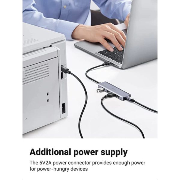 UGREEN 4-portni USB-A hub, 4xUSB-A 3.0 + USB-C, sivi - Slika 6