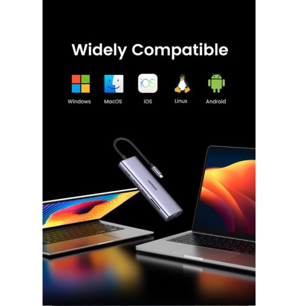 UGREEN 10-portni USB-C HUB 3×USB-A 3.0, 1xUSB- C PD, VGA, 4K, HDMI, 1xG-LAN, 1xSD, 1xTF, 3.5mm, sivi - Slika 15
