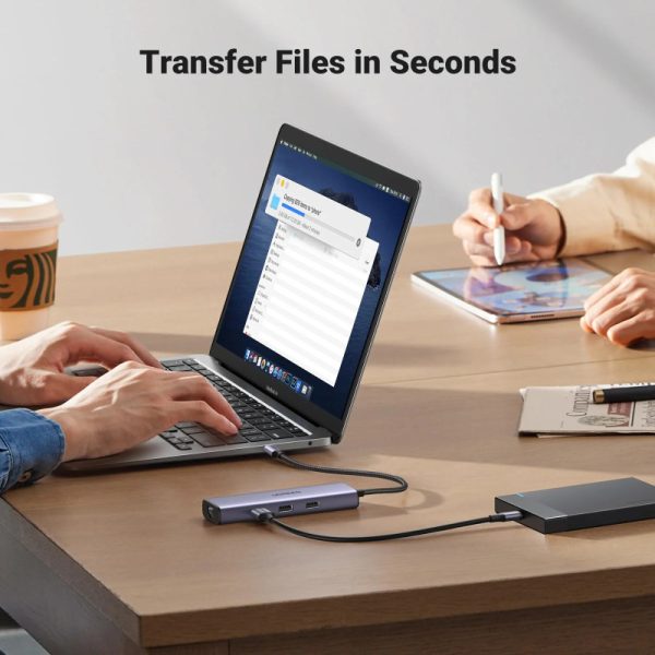 UGREEN 6-portni USB-C HUB USB-C 3×USB-A 3.0, 1×HDMI,1×RJ45,1×USB-C PD, sivi - Slika 7