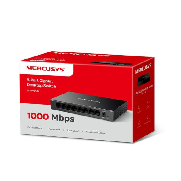 Mercusys 8-Port Gigabit Desktop preklopnik (Switch) 8×10/100/1000Mbps, Plug & Play, Auto-Negotiation, Auto-MDI/MDIX, metalno kućište - Slika 6