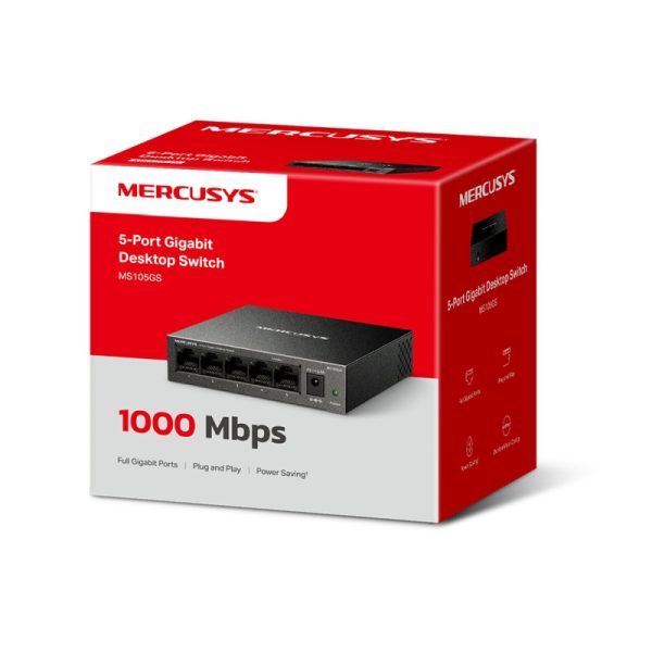 Mercusys MS105GS 5-Port Gigabit Desktop preklopnik (Switch) 5×10/100/1000Mbps, Plug & Play, Auto-Negotiation, Auto-MDI/MDIX, metalno kućište - Slika 6