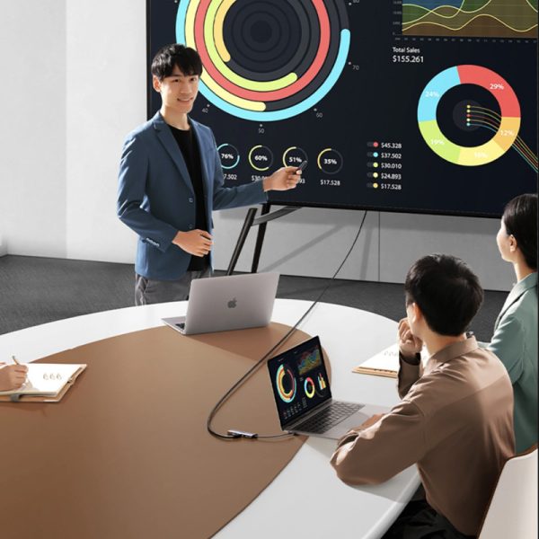 UGREEN 9-portni USB-C HUB 3xUSB-A,1xHDMI 4K 60, 1xVGA, 1xUSB-C PD 100W, 1xRJ45, 1xSD, 1xTF, sivi - Slika 4