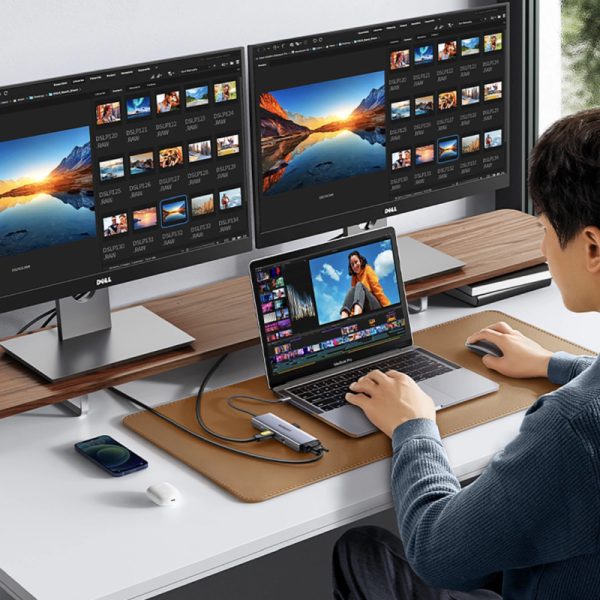 UGREEN 9-portni USB-C HUB 3xUSB-A,1xHDMI 4K 60, 1xVGA, 1xUSB-C PD 100W, 1xRJ45, 1xSD, 1xTF, sivi - Slika 6