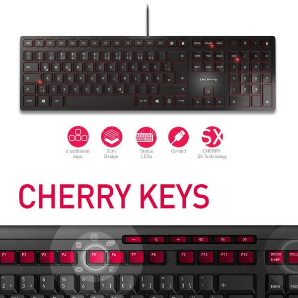 Cherry KC 6000 Slim tipkovnica, USB, crna - Slika 8