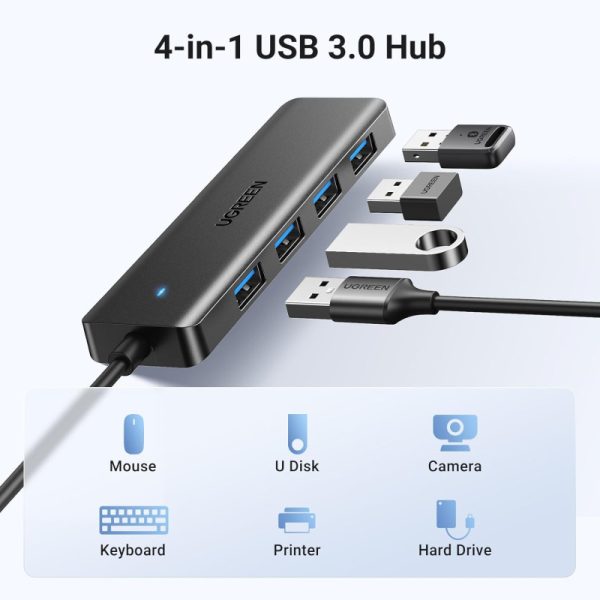 UGREEN 4-portni USB-A HUB 4xUSB-A 3.0, sivi - Slika 2