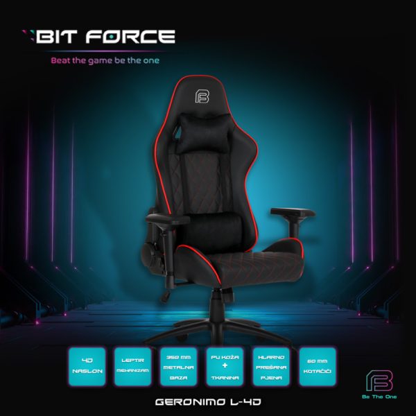 Bit Force Geronimo L-4D igraća stolica crno/crvena - Slika 11