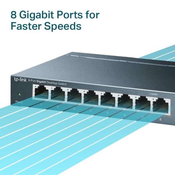 TP-Link 8-port Gigabit Desktop preklopnik (Switch), 8×10/100/1000M RJ45 ports, metalno kućište - Slika 5