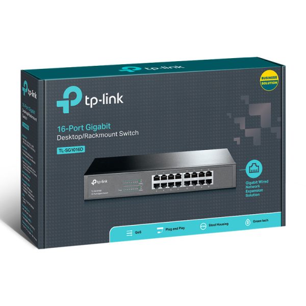 TP-Link 16-port Gigabit Desktop/Rackmount preklopnik (Switch), 16×10/100/1000M RJ45 ports, metalno kućište - Slika 4