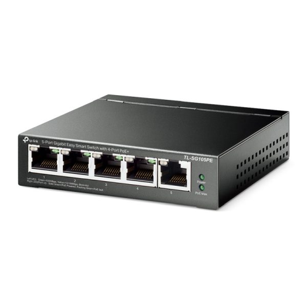 TP-Link 5-port Gigabit PoE Easy Smart preklopnik (Switch), 5×10/100/1000M RJ45, 4×PoE+, metalno kućište, 13" (65W) - Slika 2