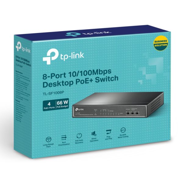 TP-Link 8-port Desktop preklopnik (Switch), 8×10/100M RJ45 ports + 4 PoE ports, metalno kućište (57W) - Slika 9