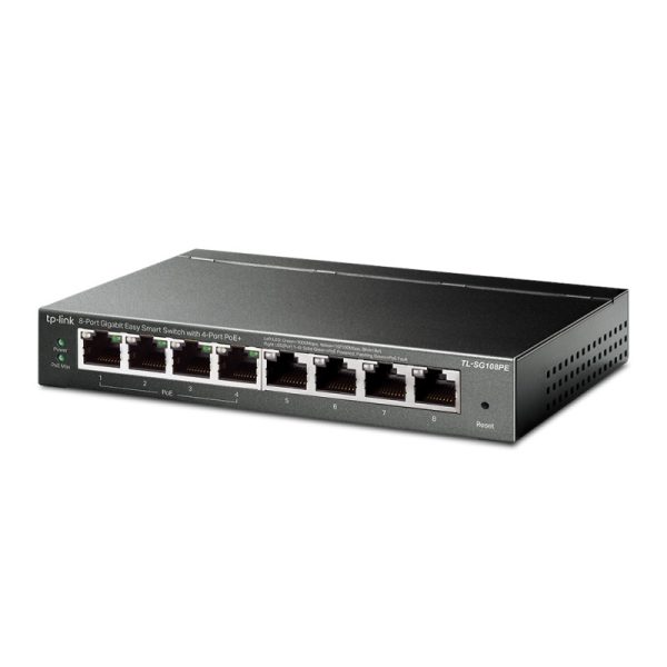 TP-Link 8-port Gigabit PoE Easy Smart preklopnik (Switch), 8×10/100/1000M RJ45, 4×PoE+, metalno kućište, 13" (64W) - Slika 2