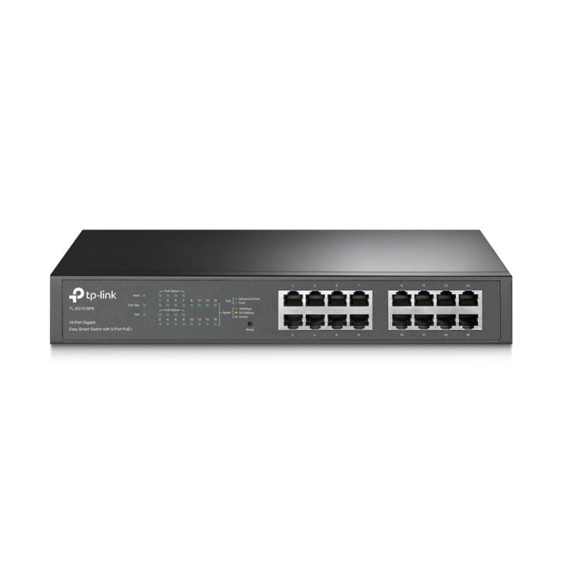 TP-Link 16-port Gigabit Easy Smart Desktop/Rackmount PoE+ preklopnik (Switch), 16×10/100/1000M RJ45 ports, 8×PoE+ ports, metalno kućište