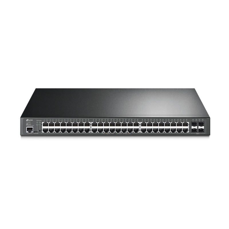 TP-Link Omada JetStream 48-port Gigabit L2 Smart PoE+ preklopnik, 48×10/100/1000 RJ45 ports, 4×SFP Gigabit, 1×RJ45 console port, 1×microUSB, 1U 19" rack-mount (385W)