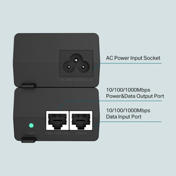 TP-Link PoE+ Injector Adapter, 1×Gbit PoE Port, 1×Gbit Non-PoE Port, 802.3at/af, Data+Power po istom kablu, do 100m, plastično kućište - Slika 2