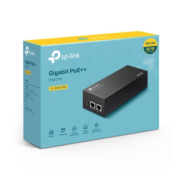 TP-Link PoE++ Injector Adapter, 1×Gbit PoE Port, 1×Gbit Non-PoE Port, 802.3at/af/bt, Data+Power po istom kablu do 100m, metalno kućište - Slika 7