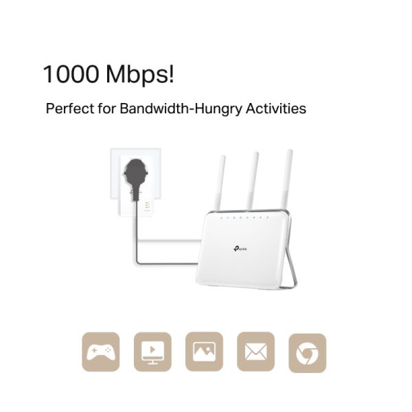 TP-Link AV1000 Powerline Gigabit mrežni adapter, 1000Mbps, dodatna strujna utičnica, HomePlug AV2 (duplo pakiranje) - Slika 2