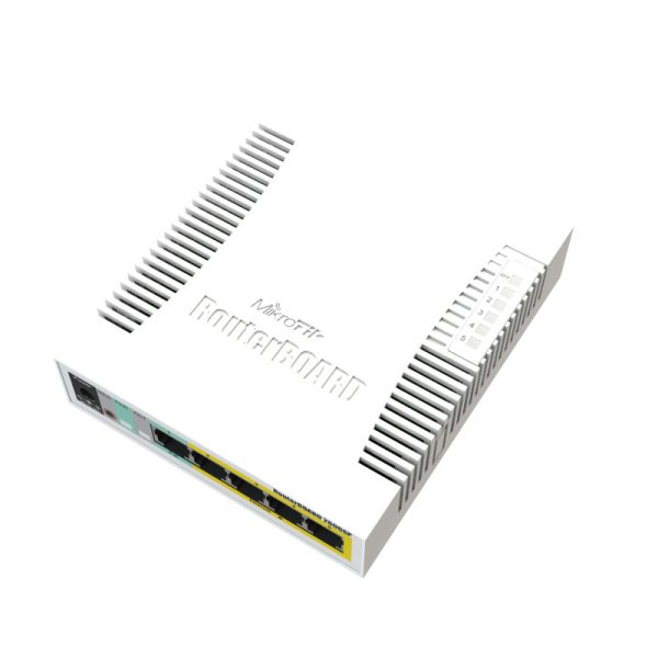 Mikrotik Cloud Smart Switch CSS106-1G-4P-1S (RB260GSP) 5-port Gigabit PoE-out smart preklopnik sa SFP cage, SwOS, plastično kućište, PSU, 53W - Slika 2