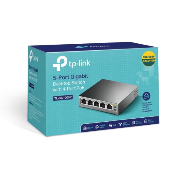 TP-Link 5-port Gigabit PoE+ preklopnik (Switch) 5×10/100/1000M RJ45 ports, 1×PoE++ In, 4xPoE+ Out ports, metalno kućište - Slika 5