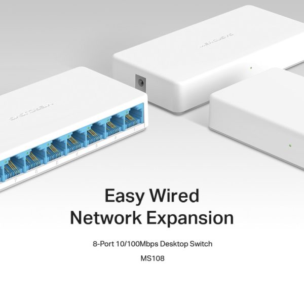 Mercusys 8-port mini Desktop preklopnik (Switch), 8×10/100M RJ45 ports, plastično kućište - Slika 2