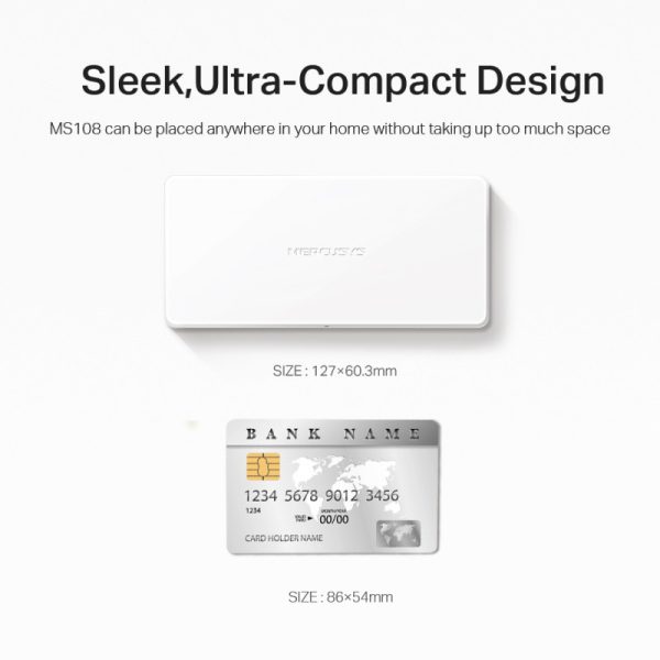 Mercusys 8-port mini Desktop preklopnik (Switch), 8×10/100M RJ45 ports, plastično kućište - Slika 3