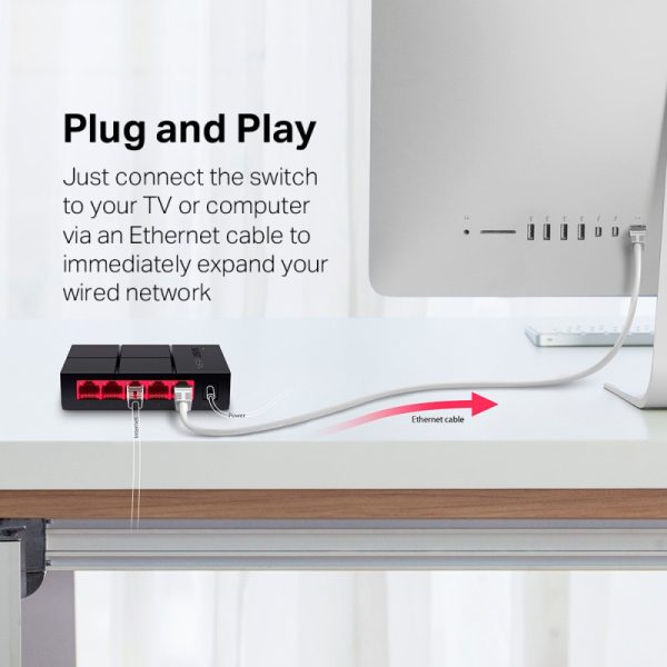 Mercusys 5-port Gigabit mini Desktop preklopnik (Switch), 5×10/100/1000M RJ45 ports, plastično kućište - Slika 6