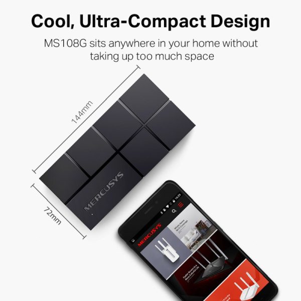 Mercusys 8-port Gigabit mini Desktop preklopnik (Switch), 8×10/100/1000M RJ45 ports, plastično kućište - Slika 6