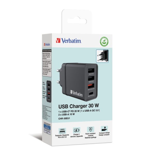 Verbatim zidni punjač 30W, 3×USB-A/1×USB-C, crni - Slika 6