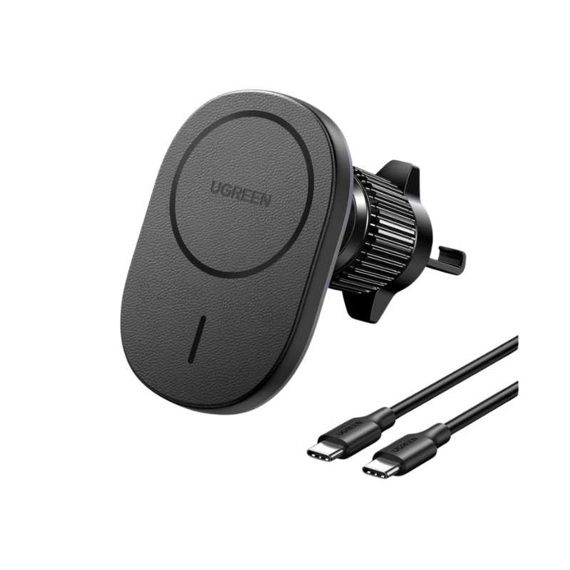 UGREEN MagSafe auto punjač 15W, USB-C, magnetni, bežični/indukcijski, crni