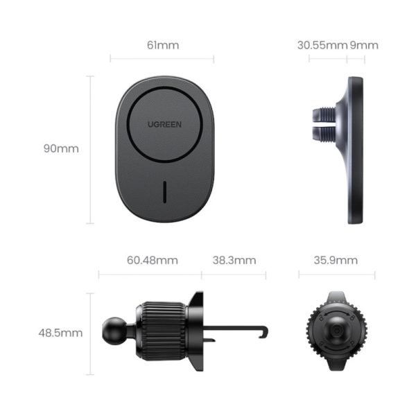 UGREEN MagSafe auto punjač 15W, USB-C, magnetni, bežični/indukcijski, crni - Slika 5