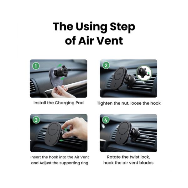 UGREEN MagSafe auto punjač 15W, USB-C, magnetni, bežični/indukcijski, crni - Slika 7