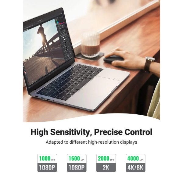 UGREEN SILENT bežični miš, 4000 DPI, USB, sivi - Slika 3