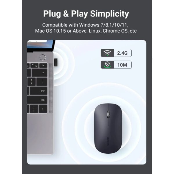 UGREEN SILENT bežični miš, 4000 DPI, USB, sivi - Slika 6