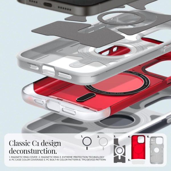 Spigen Classic C1 MagSafe, ruby - iPhone 15 Pro (ACS06744) - Slika 6