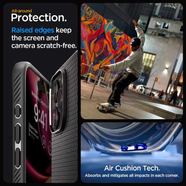 Spigen Liquid Air, zaštitna maska za telefon, mat crna - iPhone 15 Pro Max (ACS06562) - Slika 5