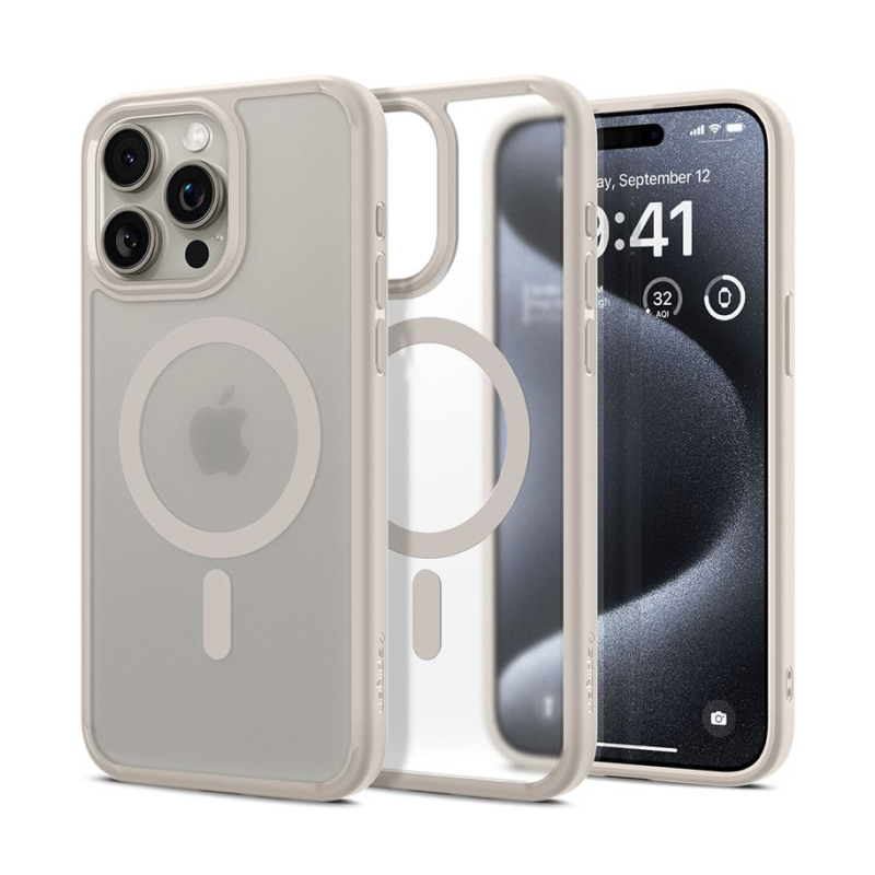 170534-57_66140_01 Spigen Ultra Hybrid MagSafe, frost natural titanium - iPhone 15 Pro - Slika 1