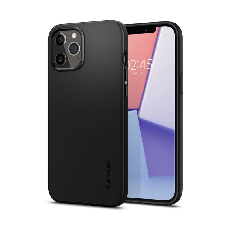 Spigen Thin Fit, zaštitna maska za telefon, crna - iPhone 12/Pro