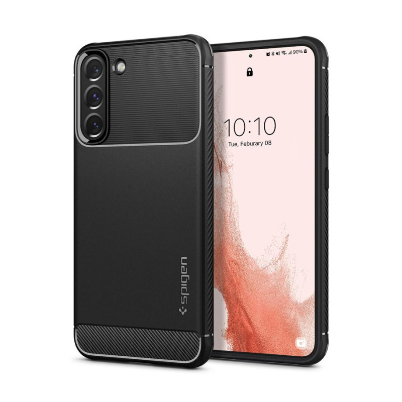 Spigen Rugged Armor, zaštitna maska za telefon, mat crna - Samsung Galaxy S22