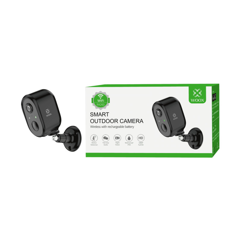 WOOX WiFi Smart vanjska kamera, Full HD 1080P, microSD(max. 128GB), baterije 5000mAh, IP65 vodootporna, Alexa & Google Assistant, WooxHome app (R4260)
