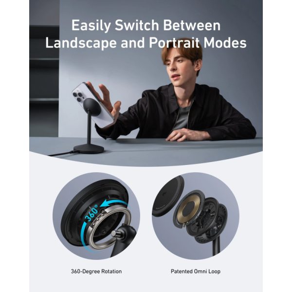 Anker MagGo stalak za bežično punjenje, 15W, crni (A25X1H11) - Slika 4