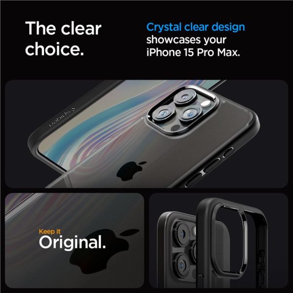 Spigen Crystal Hybrid, matte black - iPhone 15 Pro Max (ACS06449) - Slika 5
