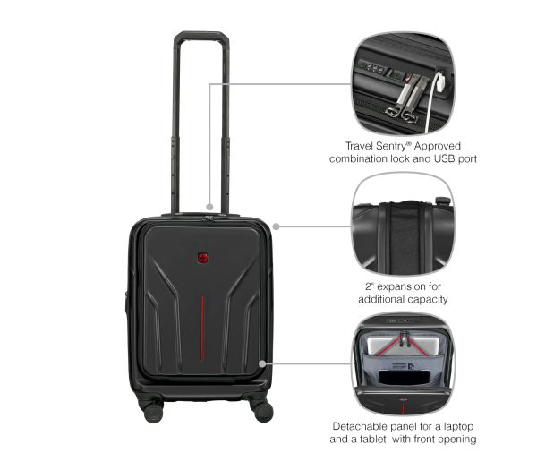 Wenger kofer Amplix Carry-On za ručnu prtljagu, odvojeni utor za prijenosnike do 16", crni - Slika 13