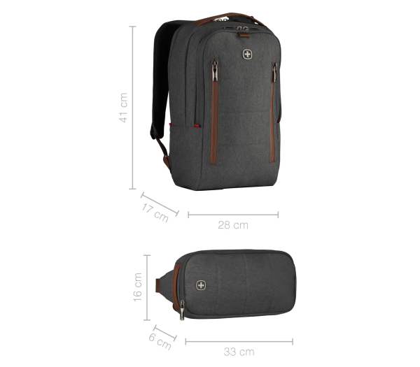 Wenger ruksak City Upgrade za prijenosnike do 16" sa dodatnom torbom, sivi - Slika 6